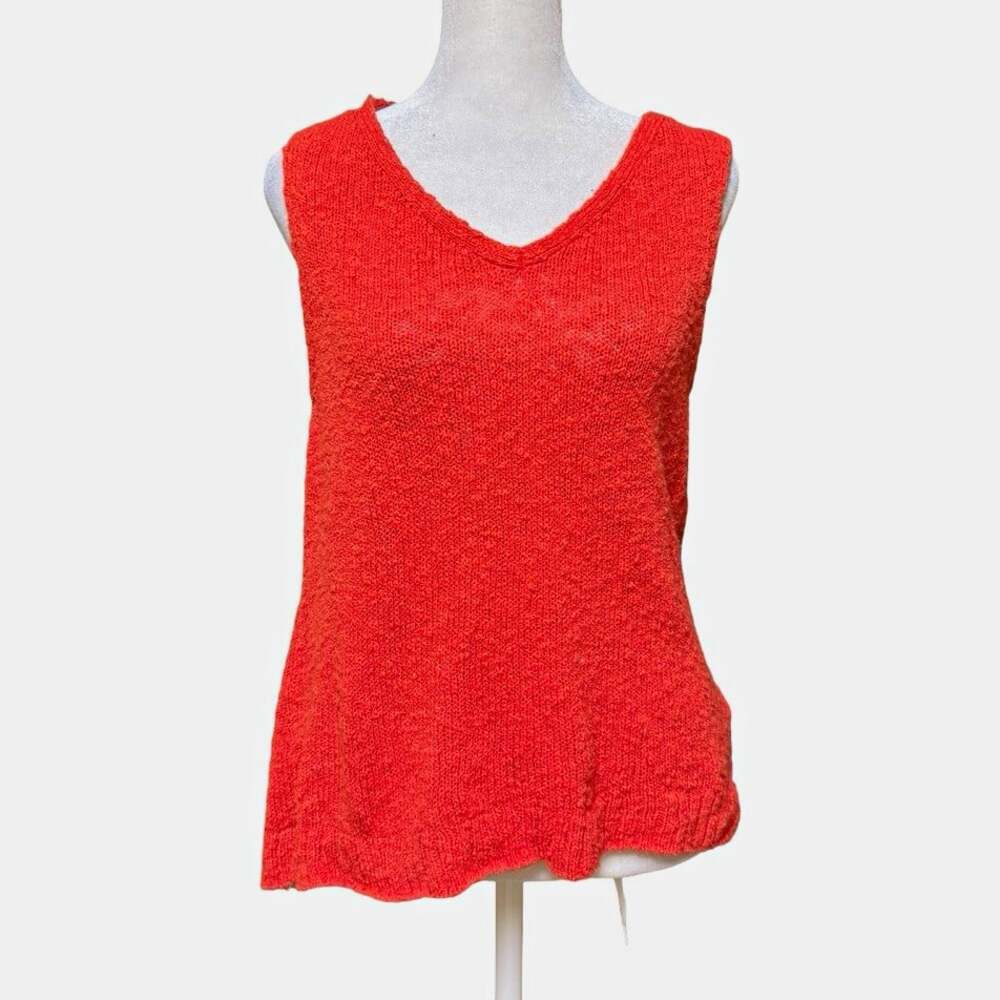 J.CREW Orange Knit V-Neck Sleeveless Lightweight Sweater Vest Womens M